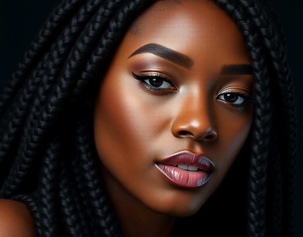 Voluminous crochet braids styled full and bouncy
